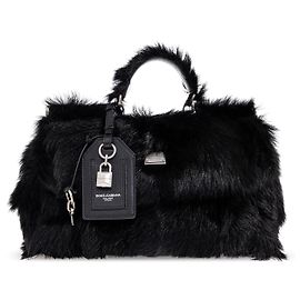 Borsa My Sicily Dolce & Gabbana nera in pelliccia e pelle
