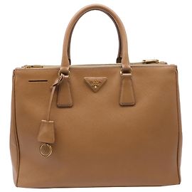 Prada Galleria Medium Double Zip Tote Bag aus braunem Saffiano-Leder