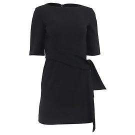 Vestido mini envelope Alice + Olivia com decote barco em poliéster preto