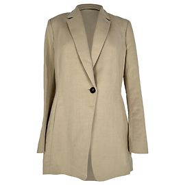 Blazer de botonadura sencilla Brunello Cucinelli en lana beige