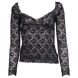 Top de encaje de manga larga Dolce & Gabbana en poliamida negra