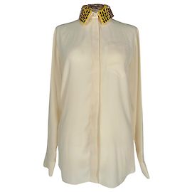 Blusa in seta avorio a maniche lunghe con colletto di paillettes Altuzarra