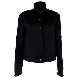 Jil Sander geknöpfte Jacke mit Kragen aus schwarzem Angora
