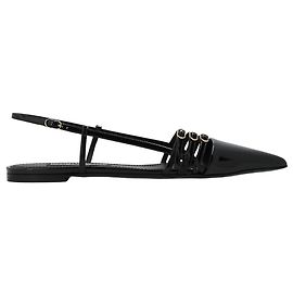 Dolce & Gabbana Schwarze Lackleder Ballerinas mit Spitz zulaufender Form