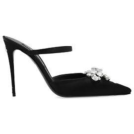 Mules in raso nero a punta Dolce & Gabbana