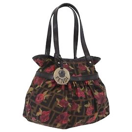 FENDI Zucca Canvas Handtasche Braun Goldfarben 8BH212