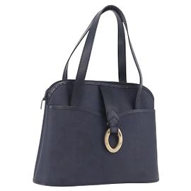 Christian Dior Trotter Canvas Hand Bag PVC Navy Gold