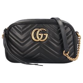 Borsa a spalla piccola Gucci GG Marmont in pelle nera