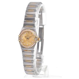 Omega Constellation Quartz de Acero Inoxidable y Oro Amarillo con Bisel e Índices de Diamantes y Madreperla 23