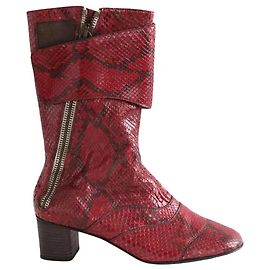 Bottines Chloé bordeaux en cuir exotique