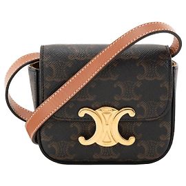 Céline CELINE - Sac à bandoulière Claude Triomphe mini Celine en toile enduite monogrammée triomphe