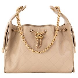 CHANEL - Borsa a tracolla Chanel 25 small in pelle caviar beige