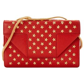Autre Marque SAINT LAURENT - Pochette Saint Laurent Betty in pelle grana rossa e borchie dorate