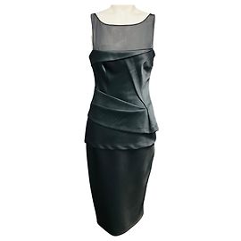 Vestido de cocktail midi sem mangas em seda Steel Grey Amanda Wakeley