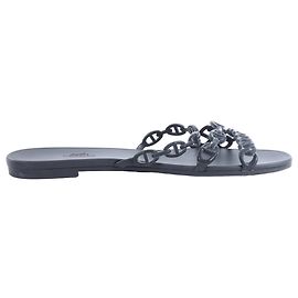 Hermès Rivage Gummisandalen in Schwarz 181169Z, Größe EU 39