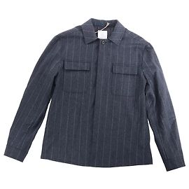 Autre Marque Camicia in lana a righe Eleventy Pinstripe Pocket in blu navy, taglia 50 IT