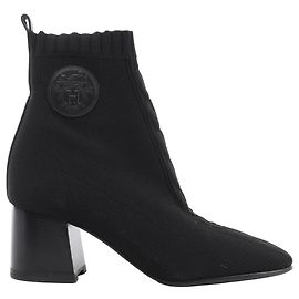 Hermès Volver Stiefeletten aus Leder x Stoff in Schwarz 192034Z, Größe EU 37