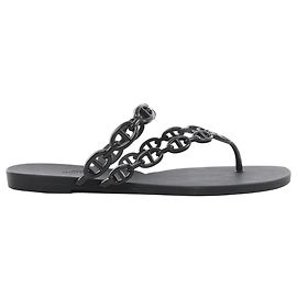 Sandálias Hermès Island Rubber Chaîne d'Ancre em Preto 241051Z, Tamanho EU 39