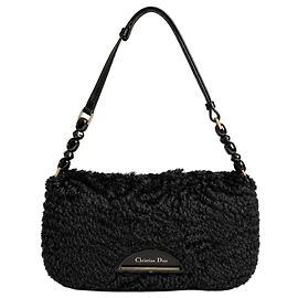 Christian Dior Malice Astrakhan Pelztasche Schwarz