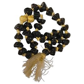 Autre Marque Collar sautoir largo de cuentas de vidrio estilo Murano e hilo dorado