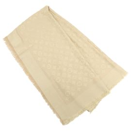 Sciarpa Scialle Louis Vuitton Monogram in lana e cashmere Champagne Gold