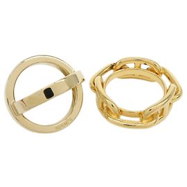 Hermès HERMES Lotto di 2 Anelli per Foulard Chaine d'Ancre Enchainee Cosmos Metal Oro