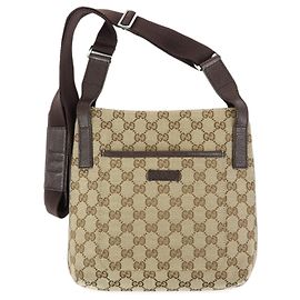 Borsa a tracolla GUCCI GG Canvas Leather Beige Brown 122793