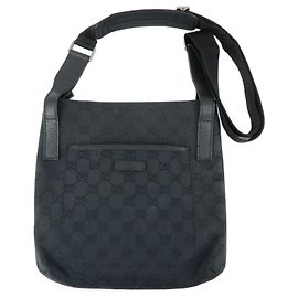 Borsa a tracolla GUCCI GG Canvas Leather Nera 122793