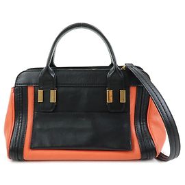 Chloé Borsa 2Way Chloe Logo Alice in pelle Borsa a mano Borsa a tracolla Arancione Nero