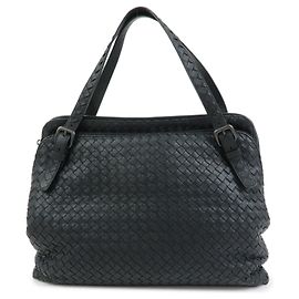 BOTTEGA VENETA Bolso Boston de piel Intrecciato Bolso de hombro Negro
