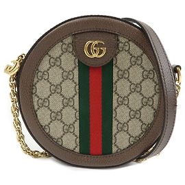 GUCCI Ophidia Sherry Double G Mini Borsa a Spalla Rotonda con Catena 550618