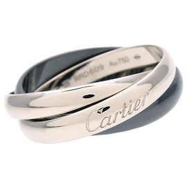 Anello Cartier Trinity MM K18 750WG Ceramica Nera Oro Bianco #58 US8.5
