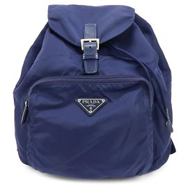 Mochila PRADA em nylon e couro com logótipo Triangle Navy B4650F