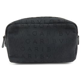 Bulgari BVLGARI Logo Canvas Täschchen Kosmetiktäschchen Accessoire-Täschchen Schwarz
