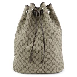 GUCCI GG Supreme Leder-Rucksack Beige Brown 189745