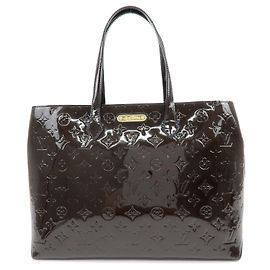 Louis Vuitton Monogram Vernis Wilshire GM Tote Bag Bleu Nuit M91442