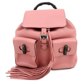GUCCI Leder-Rucksack mit Bamboo-Quasten Rosa 370833