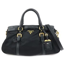 Borsa a spalla e a mano 2Way in nylon e pelle con logo PRADA Nera BN2032