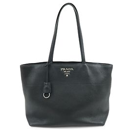 PRADA Logo Shopper und Schultertasche aus Kalbsleder Schwarz