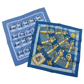 Hermès HERMES Carré 42 Set aus 2 Seidentücher 100% Seide CRURIES/Cliqueti Blue