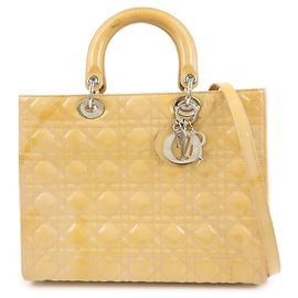 Christian Dior Lady Dior Cannage Patent Leather 2Way Hand Shoulder Bag