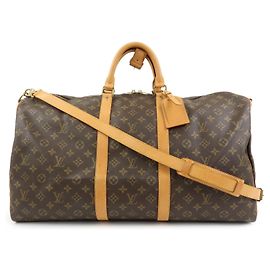 Louis Vuitton Keep All Bandouliere 55 Boston Bag Brown M41414