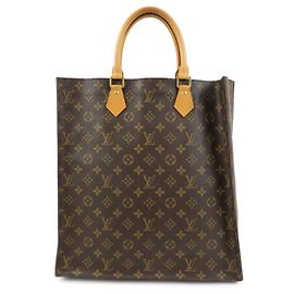 Louis Vuitton Monogram Sac Plat Tote Bag Hand Bag Brown M51140