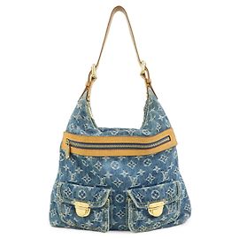 Borsa a tracolla Louis Vuitton Monogram Denim Baggy GM Blu M95048