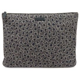 GUCCI Clutch aus Canvas und Leder Leopard Grey Black 353478