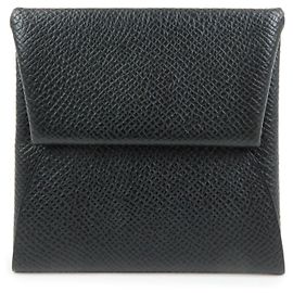 Hermès HERMES Bastia Veau Epsom A Stamped Coin Case Monedero Negro