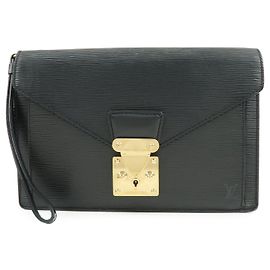Louis Vuitton Epi Sellier Dragonne Leather Clutch Bag Noir Black M52612