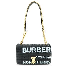 BURBERRY Lola Horseferry Schultertasche und Handtasche aus Leder Schwarz