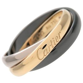 Anello Cartier Trinity SM K18 Ceramica Nera 750YG/WG #50 US5.5 EU50 HK12