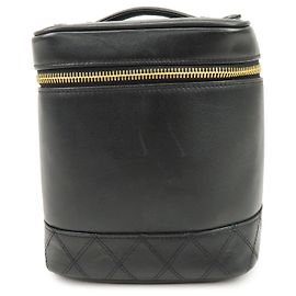 CHANEL Borsa Vanity Bicolore in Lamb Skin Borsa a mano Nera A01619
